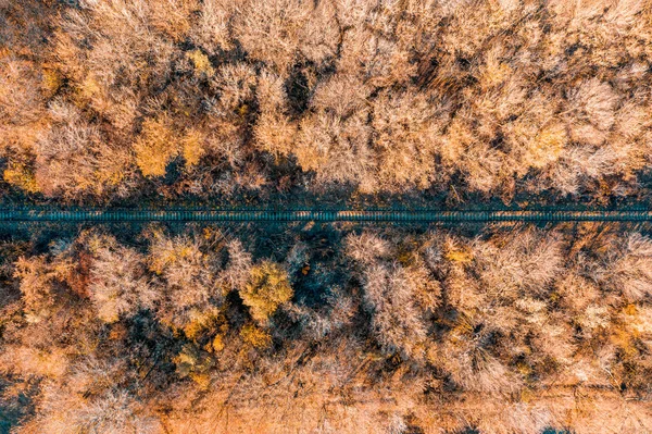 Aerial view from drone top view. Aerial view amazing over  railw — 스톡 사진