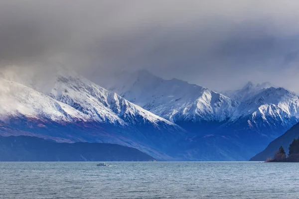 Nebel Und Bewölktes Klima Des Lake Wanaka Beliebtestes Reiseziel Neuseeland — Stockfoto