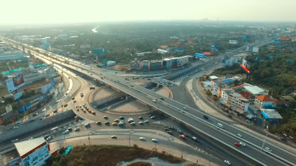 Bangkok Thaïlande Avril 2017 Vue Aérienne Rond Point Ratchaphuke Conduite — Video