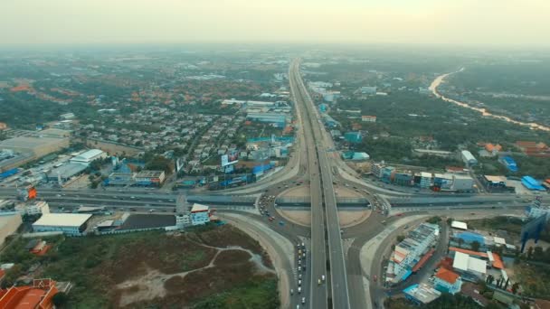 Bangkok Thaïlande Avril 2017 Vue Aérienne Rond Point Ratchaphuke Conduite — Video