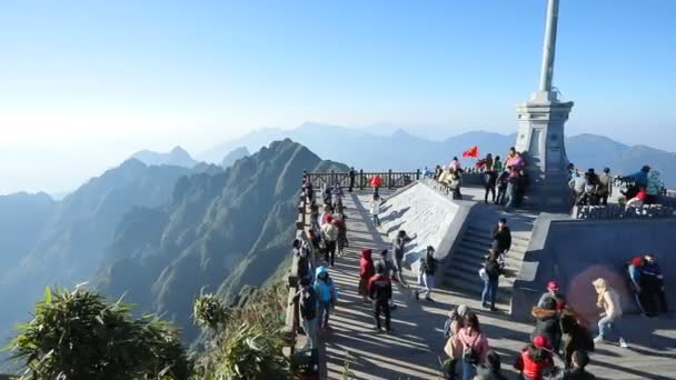 Sapa Vietnam Nov4 2017 Groot Aantal Toeristische Trekpleisters Naar Top — Stockvideo