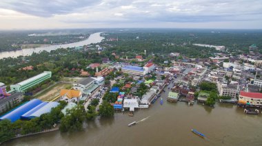seyahat hedef bangkok Tayland başkenti yakınındaki samuthsongkhram ili amphawa İlçesi en popüler hafta sonu havadan görünümü