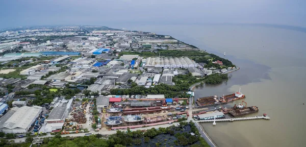 Letecký Pohled Továrnu Thajsku Těžký Průmysl Samuthprakran Nemovitostí — Stock fotografie