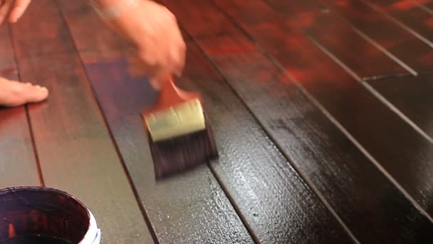 人工的な木製の床のオイル色の絵画 — ストック動画