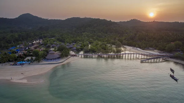 Vue Aérienne Ciel Couchant Payam Île Andaman Mer Ranong Sud — Photo