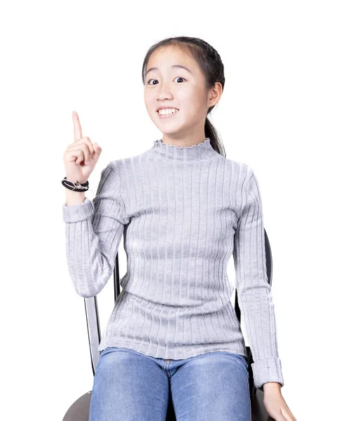 Asiatische Teenager Glück Handeln Isoliert Weißen Hintergrund — Stockfoto