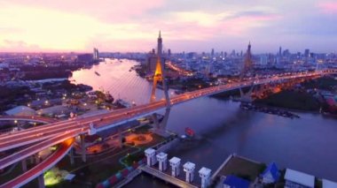 bangkok Tayland bhumibol köprünün havadan görünümü