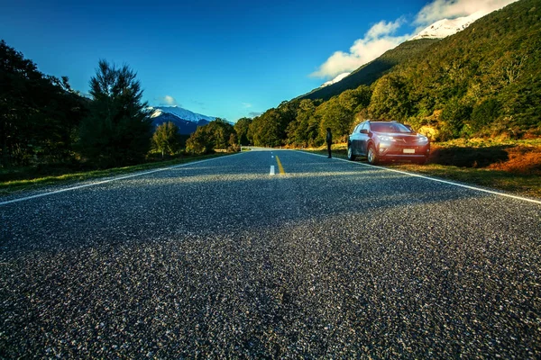 Tourist Drive Traveling Aspiring National Park Southland New Zealand — Stock Photo, Image