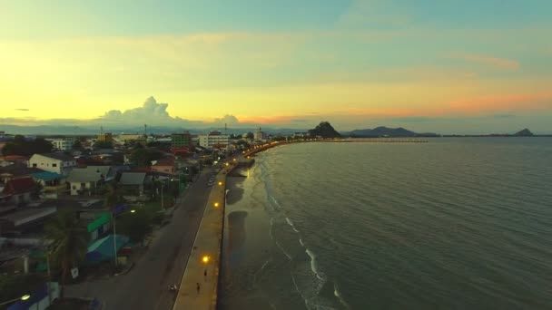 Letecký Pohled Krásné Dramatické Nebe Prachuap Khairi Khan Provincie Jižně — Stock video