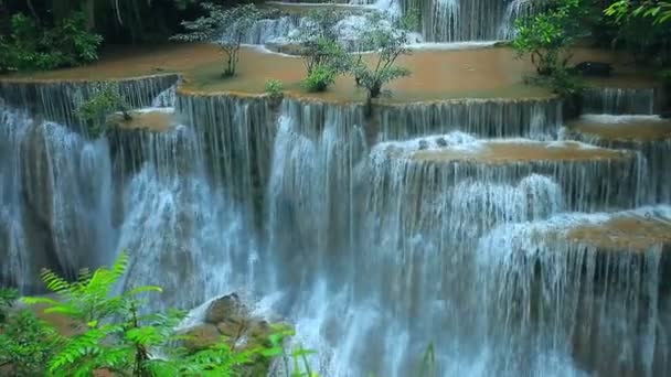Huay Mae Kamin Cachoeira Dos Destinos Viagem Mais Populares Tailândia — Vídeo de Stock