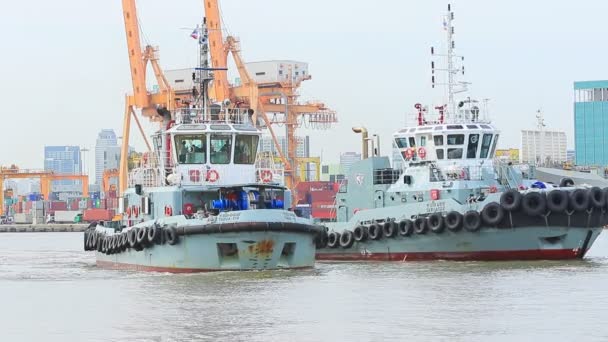 Camión Barco Trabajando Puerto Klong Tuey Bange Net Thailand — Vídeo de stock