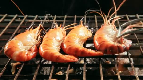 烤虾烧烤炉 — 图库视频影像