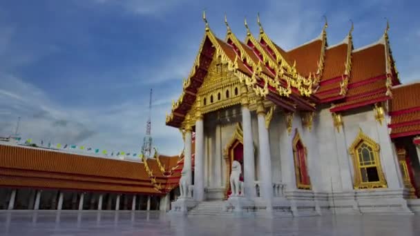 Hyper Timelaps Wat Benchamabhorpit Templo Mármore Bangkok Marco Tailandês — Vídeo de Stock