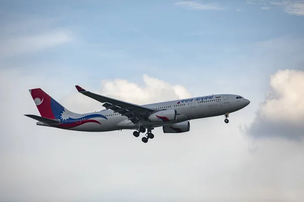 Bangkok Thailand Oktober2018 Nepal Airline Flugzeug Anflug Zur Landung Auf — Stockfoto