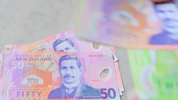 ニュージーランドドル紙幣を数えると — ストック動画