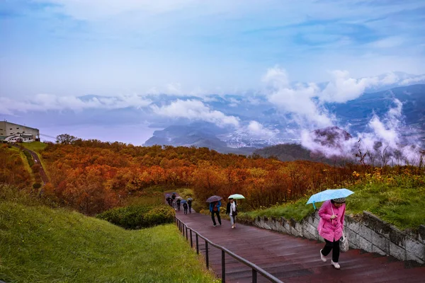 Hokkaido Japan October6 2018 Unidentified Tourist Walking Walking Way Top — Stock Photo, Image