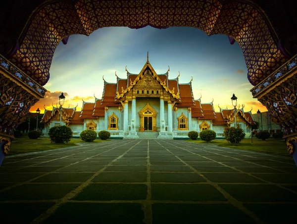 Wat Benchamabophit Mermer Tapınak Bir Bangkok Tayland Popüler Seyahat Hedef — Stok fotoğraf