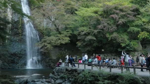 Osaka Japan November5 2018 Large Number Tourist Attraction Mino Waterfalls — Stock Video