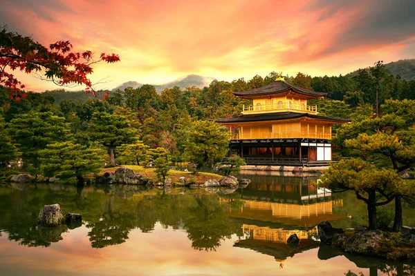 Храм Кинкаку Дзи Храм Золотого Павильона Киото Япан Один Самых — стоковое фото