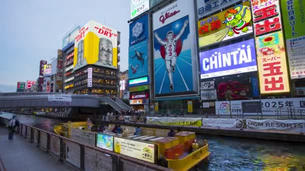 Dotonbori Osaka Japonya November8 2018 Çok Sayıda Turistik Dotonbori Ilçesine — Stok video