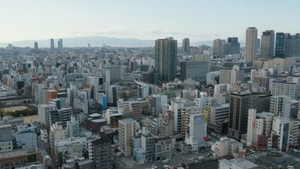 大阪日本 2018年6月 2018年 大阪日本摩天大楼的鸟图 大阪是日本南部的重要城市 — 图库视频影像