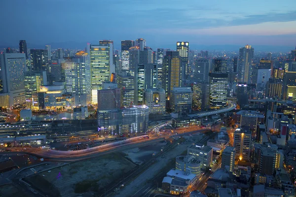 Osaka Japan November7 2018 Twilight Himlen Över Osaka Urban Byggnad — Stockfoto