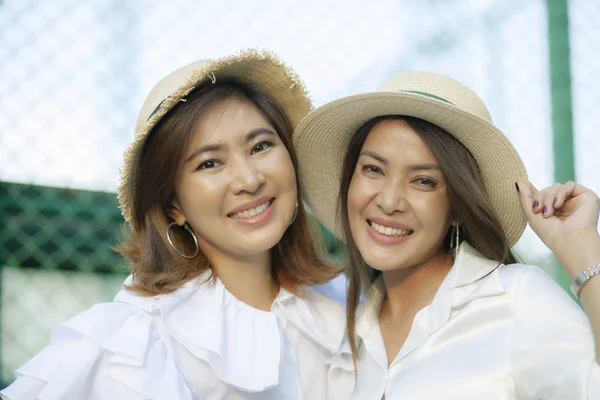 Close Face Toothy Smiling Face Asian Younger Woman Vacation Relaxing — Stock Photo, Image