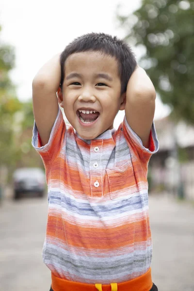 Close Head Asian Children Happiness Emotion — Stock Photo, Image