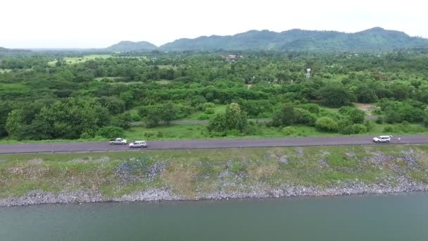 Vista Aérea Del Lago Embalse Agua Nakornnayok Tailandia — Vídeo de stock