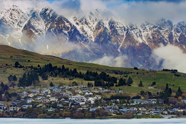 Rezidence Venkovské Farmy Proti Vysoké Hory Queenstown Southland Nového Zélandu — Stock fotografie