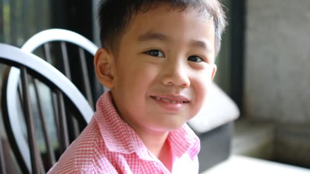 Улыбающееся Лицо Азиатских Детей Рука Подписывает Хорошие Эмоции — стоковое видео