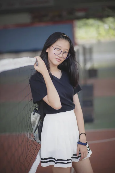 Portrait Beautiful Asian Teenager Outdoor Location — Stock Photo, Image