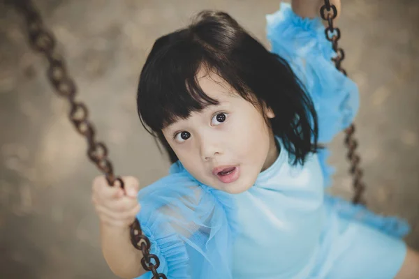 Close up face asian girl children toothy smiling face happiness — Stock Photo, Image