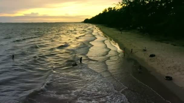 Vanuit Lucht Uitzicht Het Zeestrand Rayong Thailand — Stockvideo