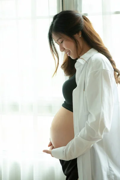 Beautiful Pregnant Smiling Face Happiness Emotion — Stock Photo, Image