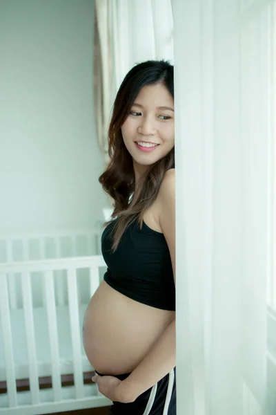 Beautiful Pregnant Smiling Face Happiness Emotion — Stock Photo, Image