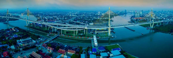 Vista Panorámica Del Puente Bhumiphol Bangkok — Foto de Stock