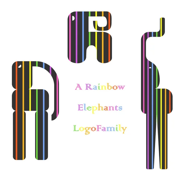 Çizgili Geometrik Gökkuşağı Renkli Fil Logosu — Stok fotoğraf