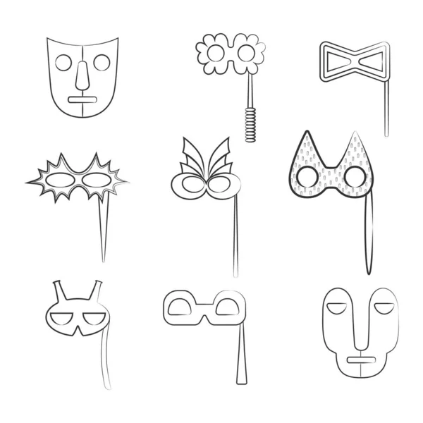 Набор разнообразных карнавалов и племенных масок — стоковый вектор