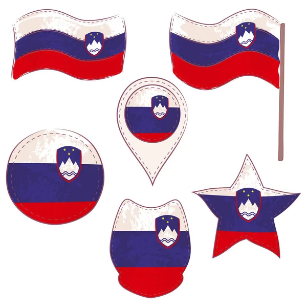 Flagge Sloweniens in unterschiedlichen Formen — Stockfoto