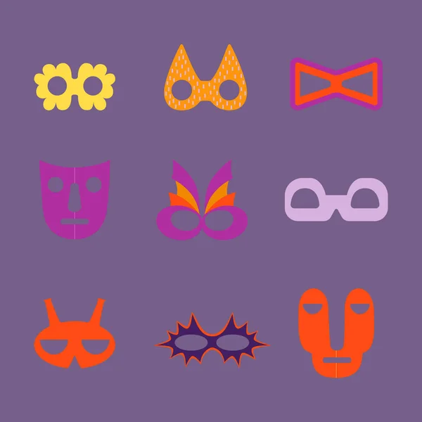 Set of Different Carnival and Tribal Masks — Stock Vector