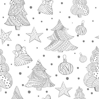 Noel Ağaçları ve Oyuncaklarıyla Gri Tonlama