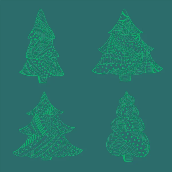Σετ με πράσινα απομονωμένα χριστουγεννιάτικα δέντρα — Διανυσματικό Αρχείο