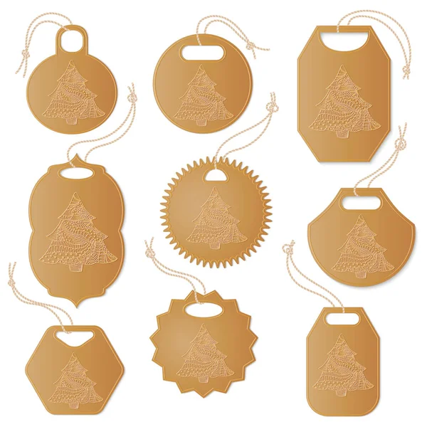 Set de Etiquetas Decorado con Árbol de Navidad — Vector de stock