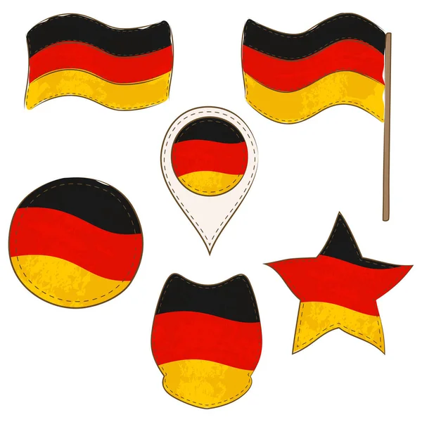 Tysklands flagga Utförs i försvarsform — Stock vektor