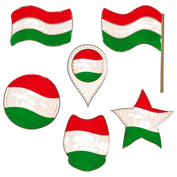 Drapeau de la Hongrie exécuté dans des formes efférentes — Image vectorielle
