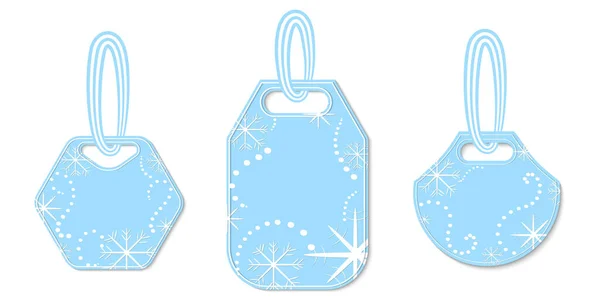 Set of Tags Decorated with Snowflakes and Chaplets — Stock Vector