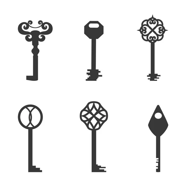 Sex Flat Keys fyllda med mörkgrå färg isolerad på vit — Stockfoto