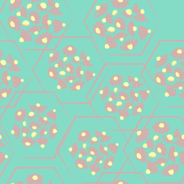 Çiçek ve altıgenden yapılmış dikişler deseni