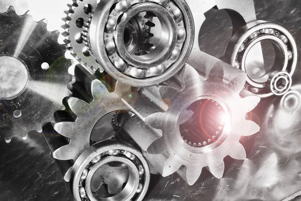 Giant Cogs Gears Used Aerospace Industry Stock Photo